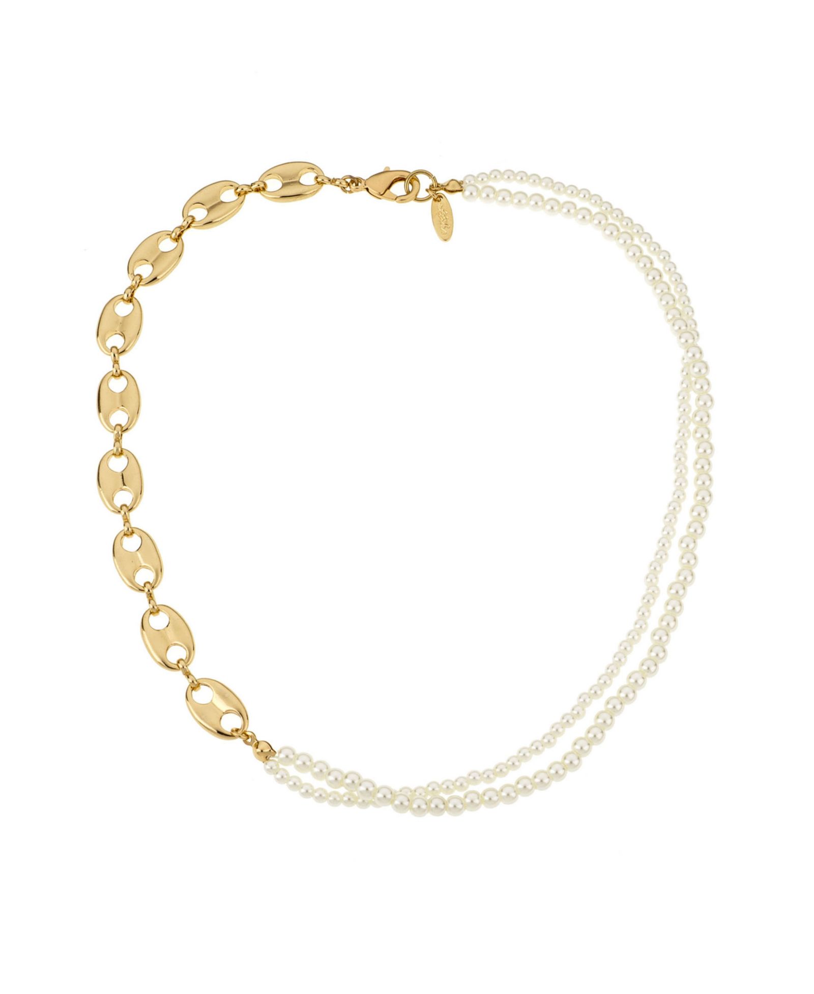 Ожерелье ETTIKA 18K Gold Plated Link Chain с жемчугом пресноводной аквакультуры