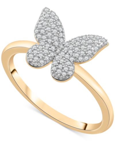 Wrapped™ кольцо Diamond Butterfly (1/6 ct. t.w.) в 14k Gold