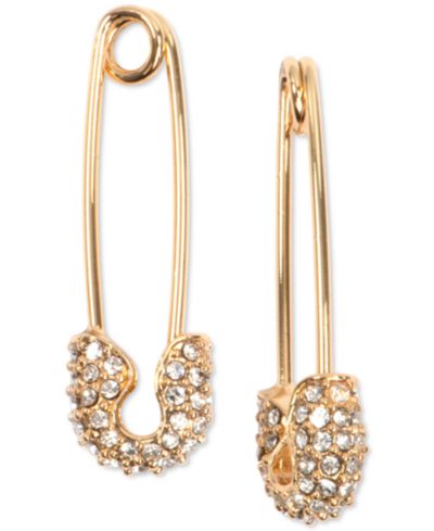 Karl Lagerfeld Paris Pavé Safety Pin Drop Earrings