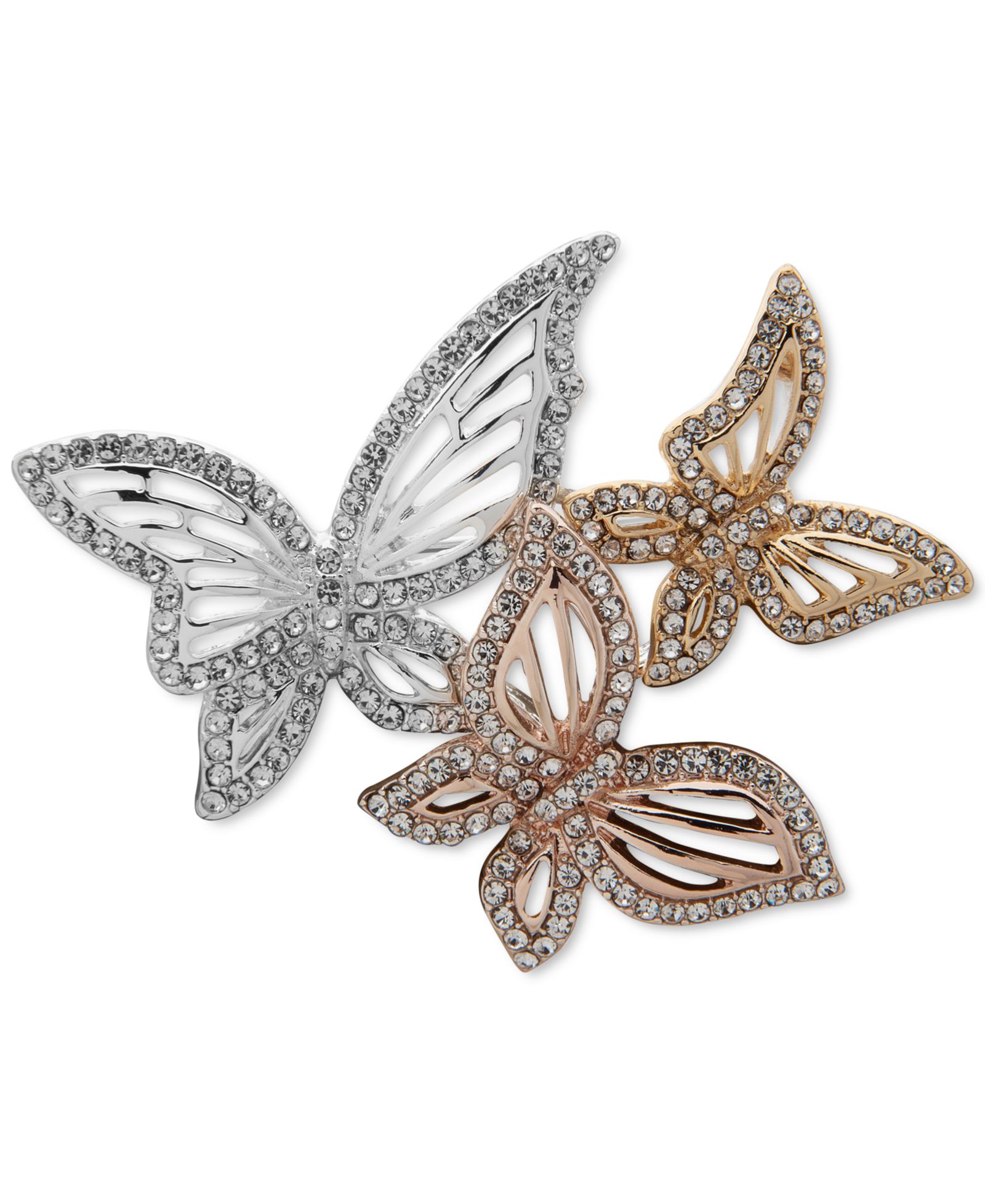 Брошь Anne Klein Tri-Tone Pavé Butterfly Trio