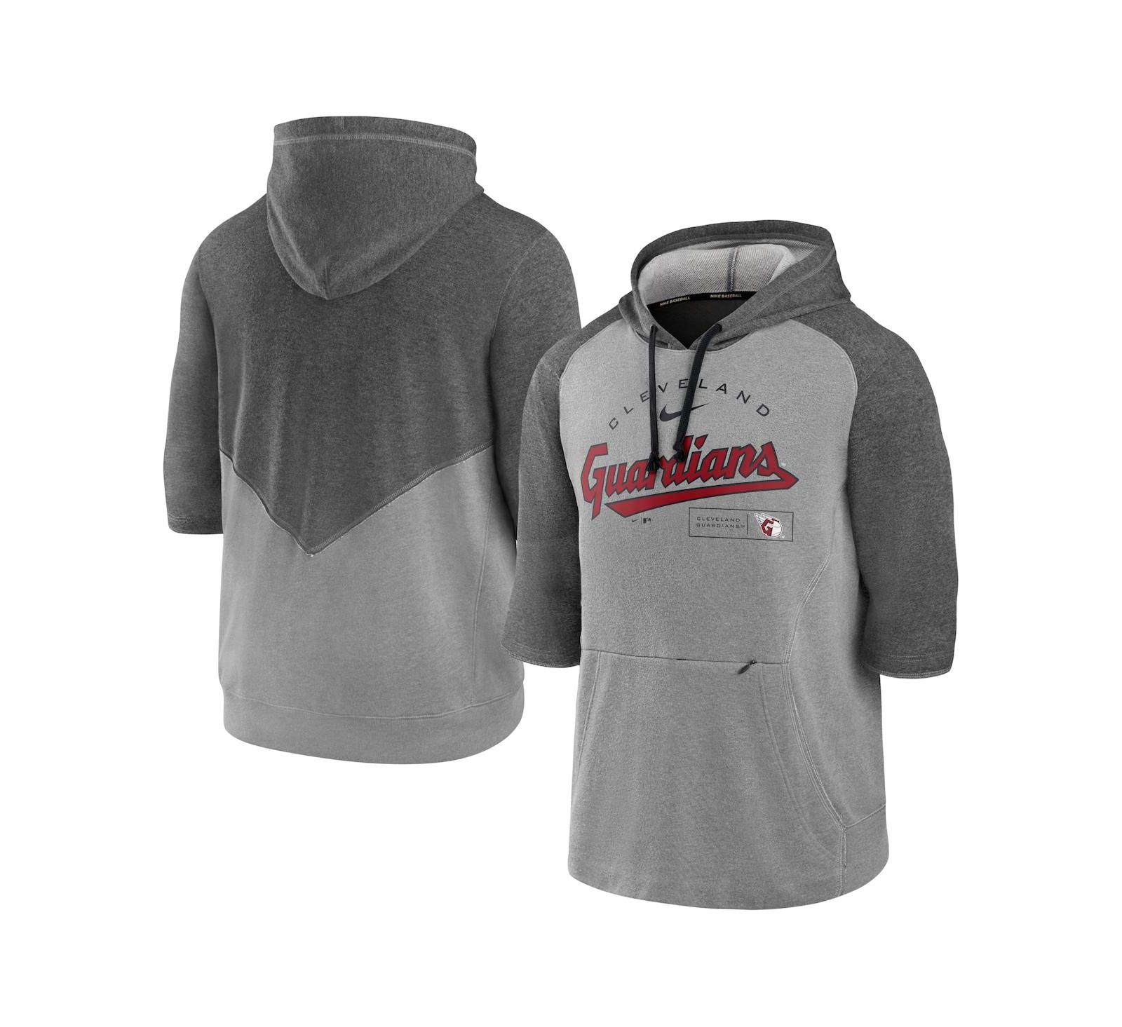 Nike Мужская толстовка с капюшоном Heather Charcoal/Heather Gray Cleveland Guardians Team Modern Arch 3/4 Sleeve