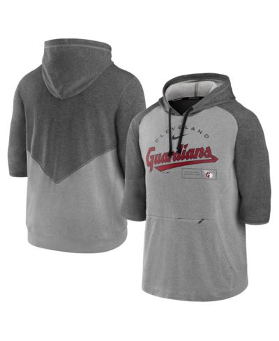Nike Мужская толстовка с капюшоном Heather Charcoal/Heather Gray Cleveland Guardians Team Modern Arch 3/4 Sleeve
