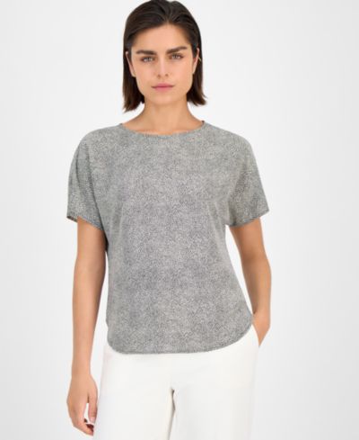 Топ Anne Klein Petite Printed Boat-Neck