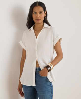 Lauren Ralph Lauren Женская рубашка с воротником Point Collar Dolman-Sleeve