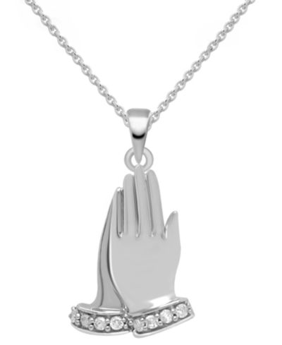 Подвеска Diamond Praying Hands 18" из стерлингового серебра (1/10 ct. t.w.)