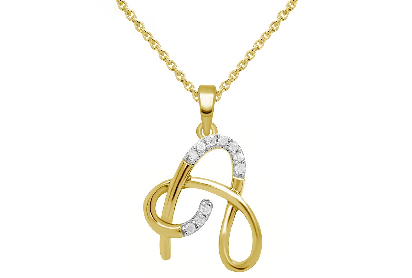Подвеска-кулон с бриллиантом Diamond Fancy Initial 18" из позолоченного стерлингового серебра (1/10 ct. t.w.)
