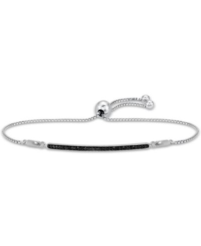 Black Diamond Bar Bolo Bracelet (1/6 ct. t.w.) in Sterling Silver