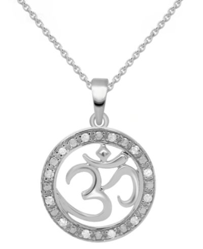 Подвеска-кулон Diamond Om Symbol 18" в серебре или серебре с позолотой 14k Gold-Plate