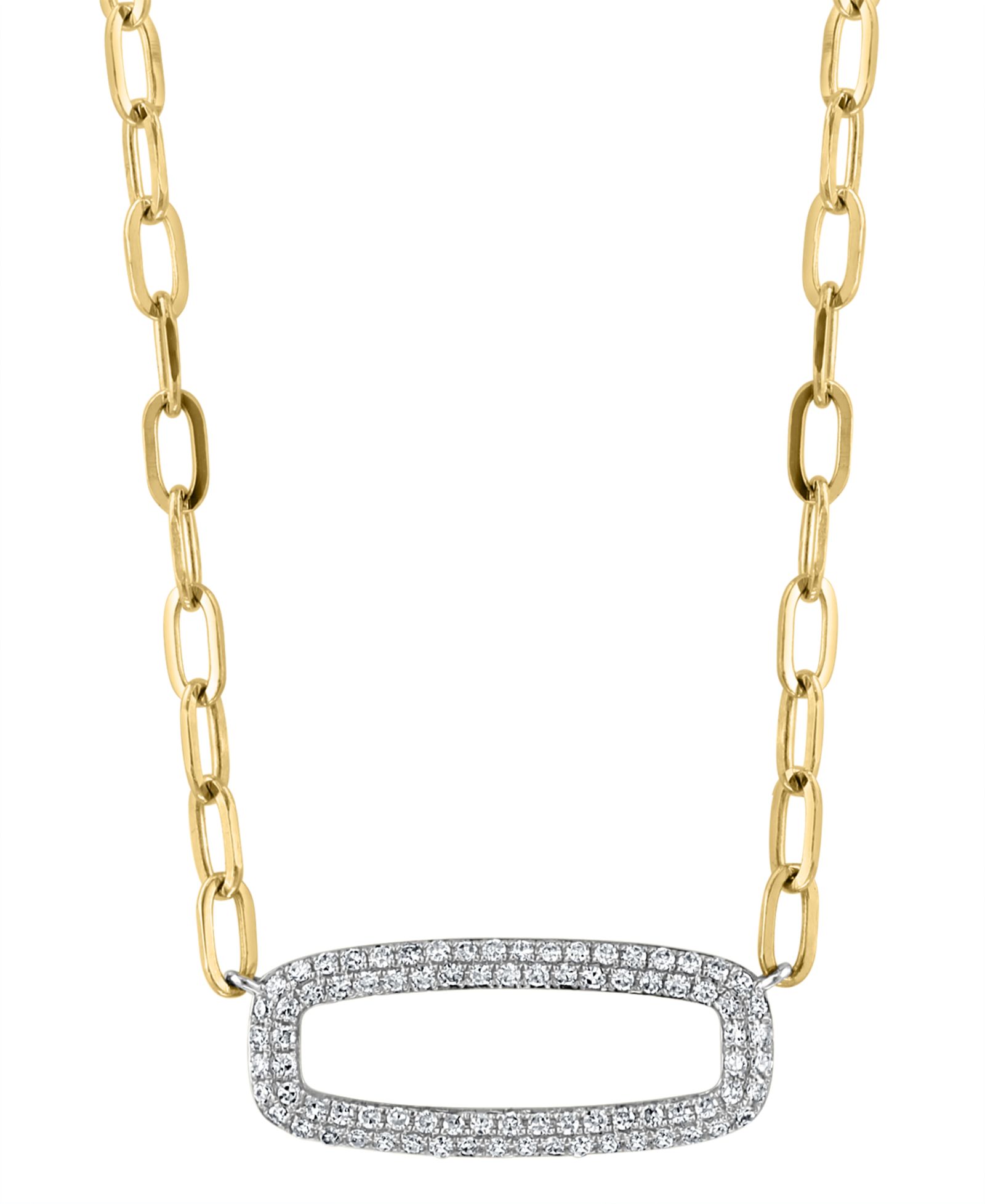 Подвеска-кулон EFFY Diamond Pavé Open Link 18" в белом и желтом золоте 14k