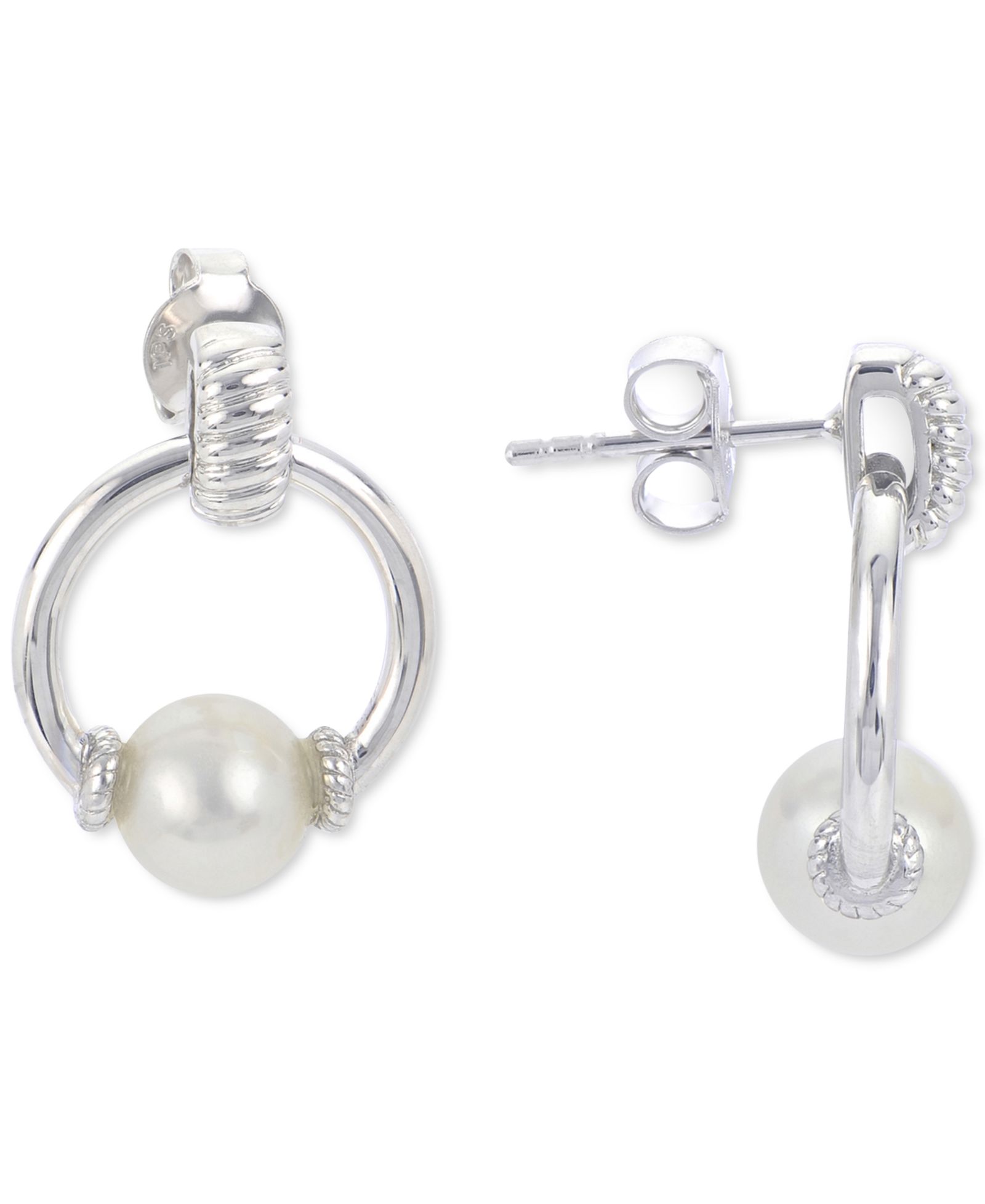 Серьги-подвески с пресноводным жемчугом (7mm) из стерлингового серебра
