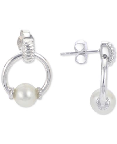 Серьги-подвески с пресноводным жемчугом (7mm) из стерлингового серебра