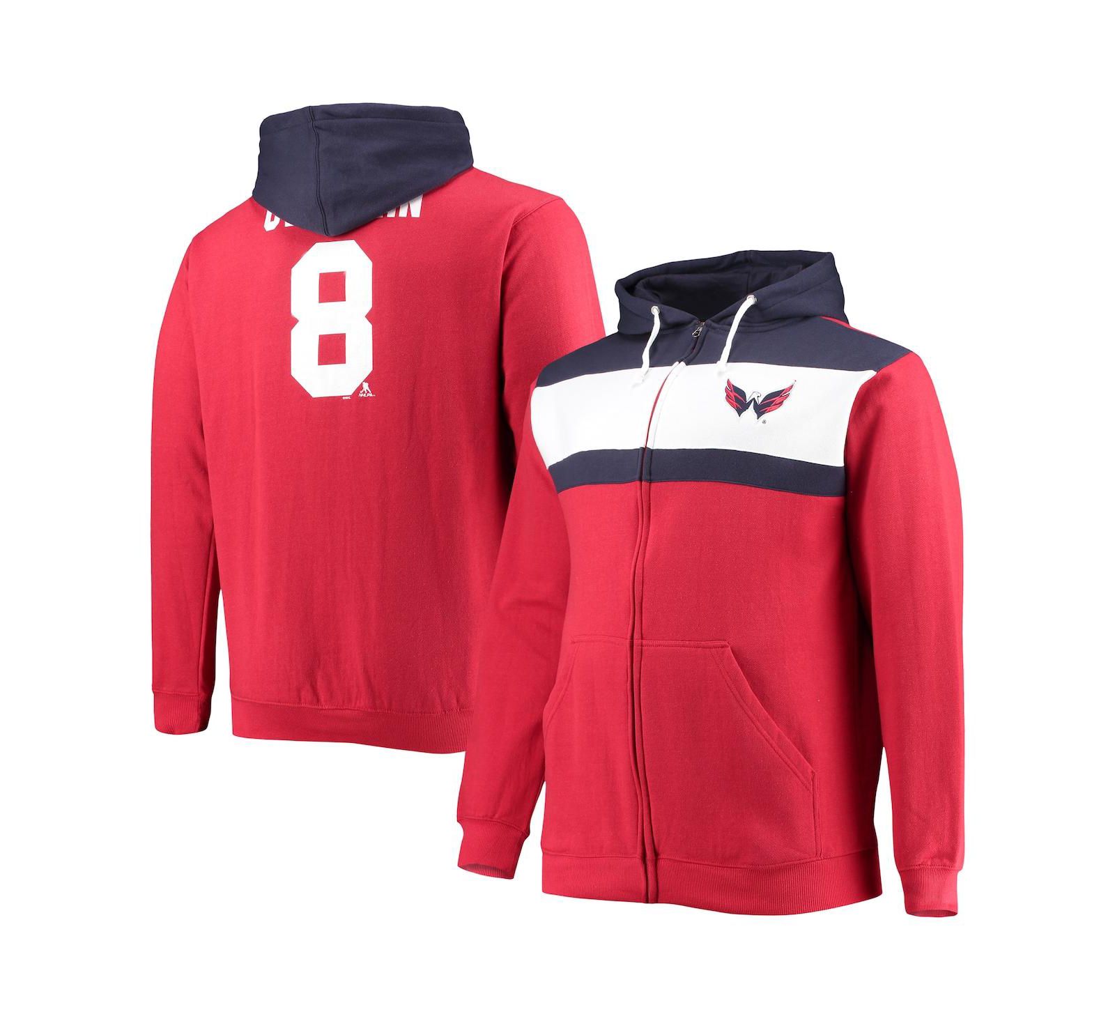 Мужской худи Profile Alexander Ovechkin Red Washington Capitals Colorblock Full-Zip