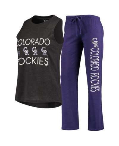 Concepts Sport Женский комплект для сна: майка и брюки Colorado Rockies Meter Muscle, фиолетовый и черный