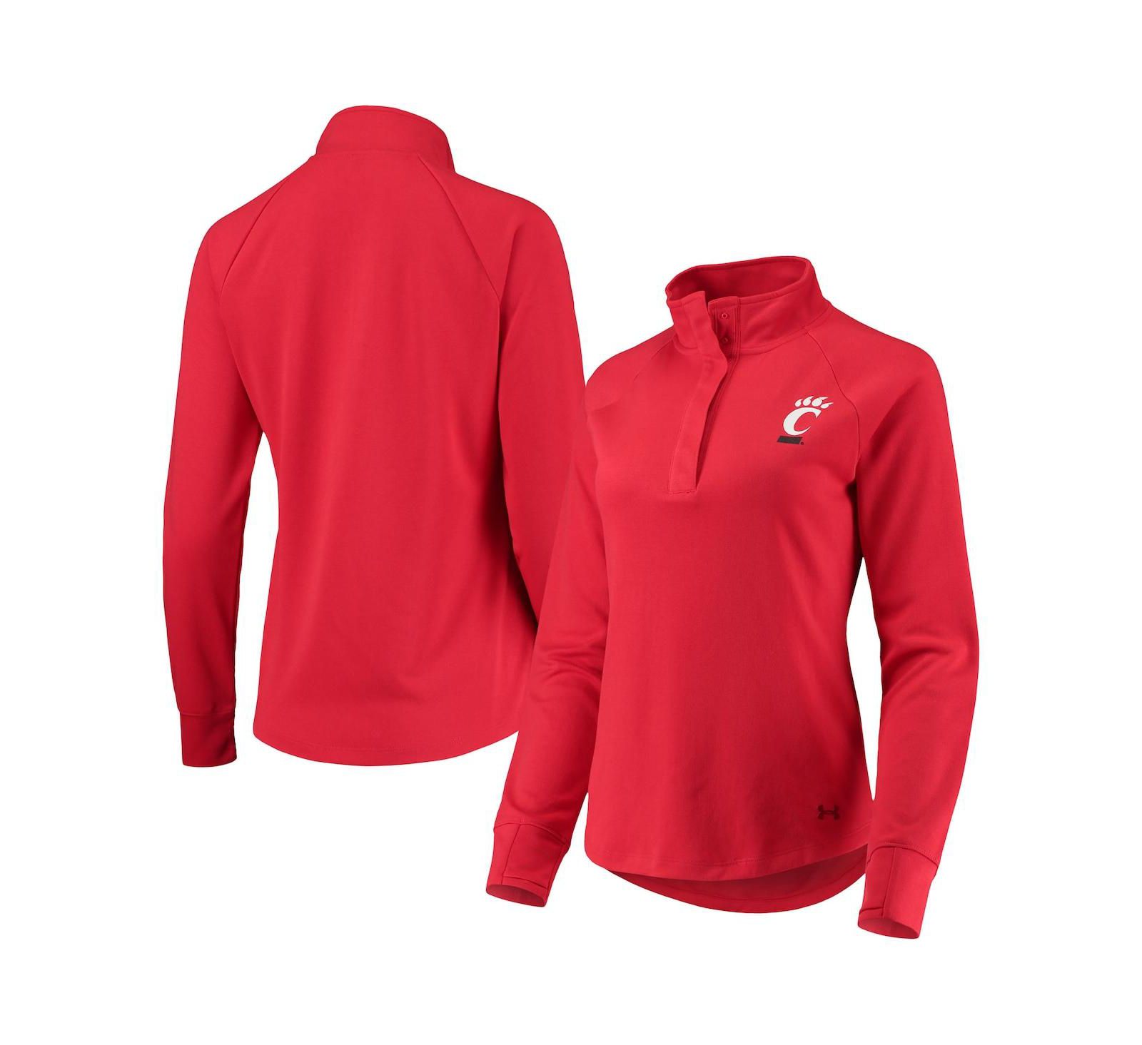 Женская куртка Under Armour Double Knit Raglan Quarter-Snap красного цвета Cincinnati Bearcats