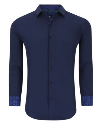 Мужская рубашка Tom Baine Slim Fit Performance однотонная на пуговицах
