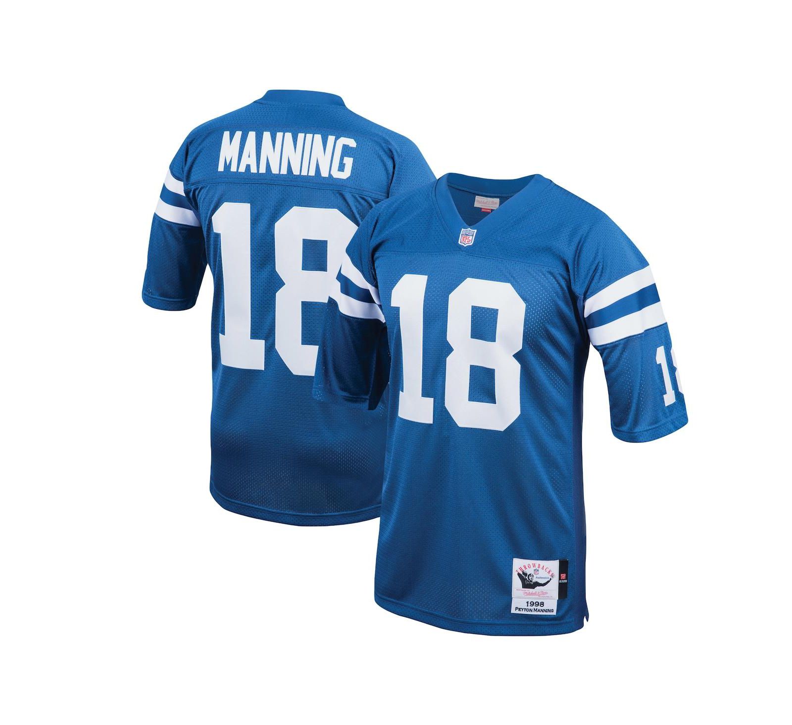 Мужская джерси Mitchell & Ness Peyton Manning Royal Indianapolis Colts 1998 Authentic Throwback Retired Player