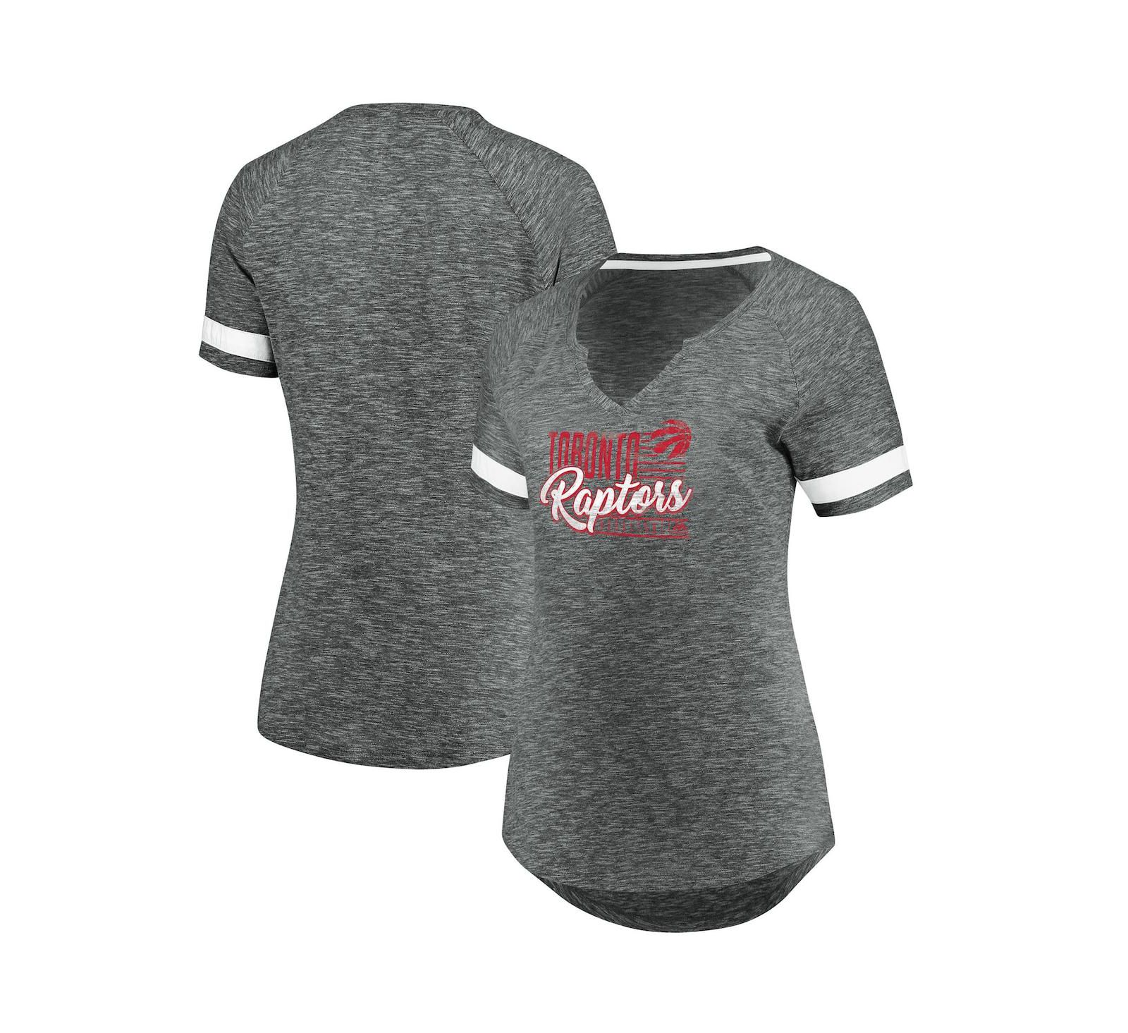 Женская футболка Fanatics Gray and White Toronto Raptors Showtime Winning with Pride Notch Neck