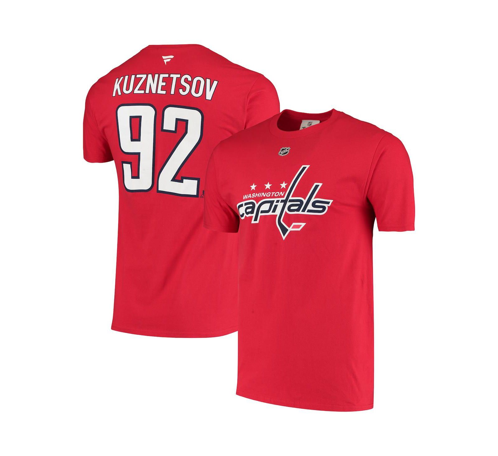 Мужская футболка Fanatics Evgeny Kuznetsov Red Washington Capitals с именем и номером