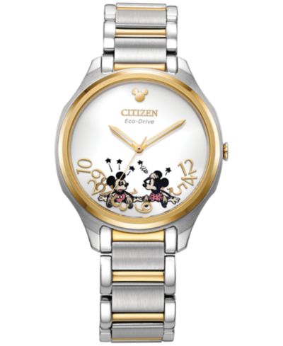 Часы Disney by Citizen Falling Mickey & Minnie Two-Tone Stainless Steel 35mm