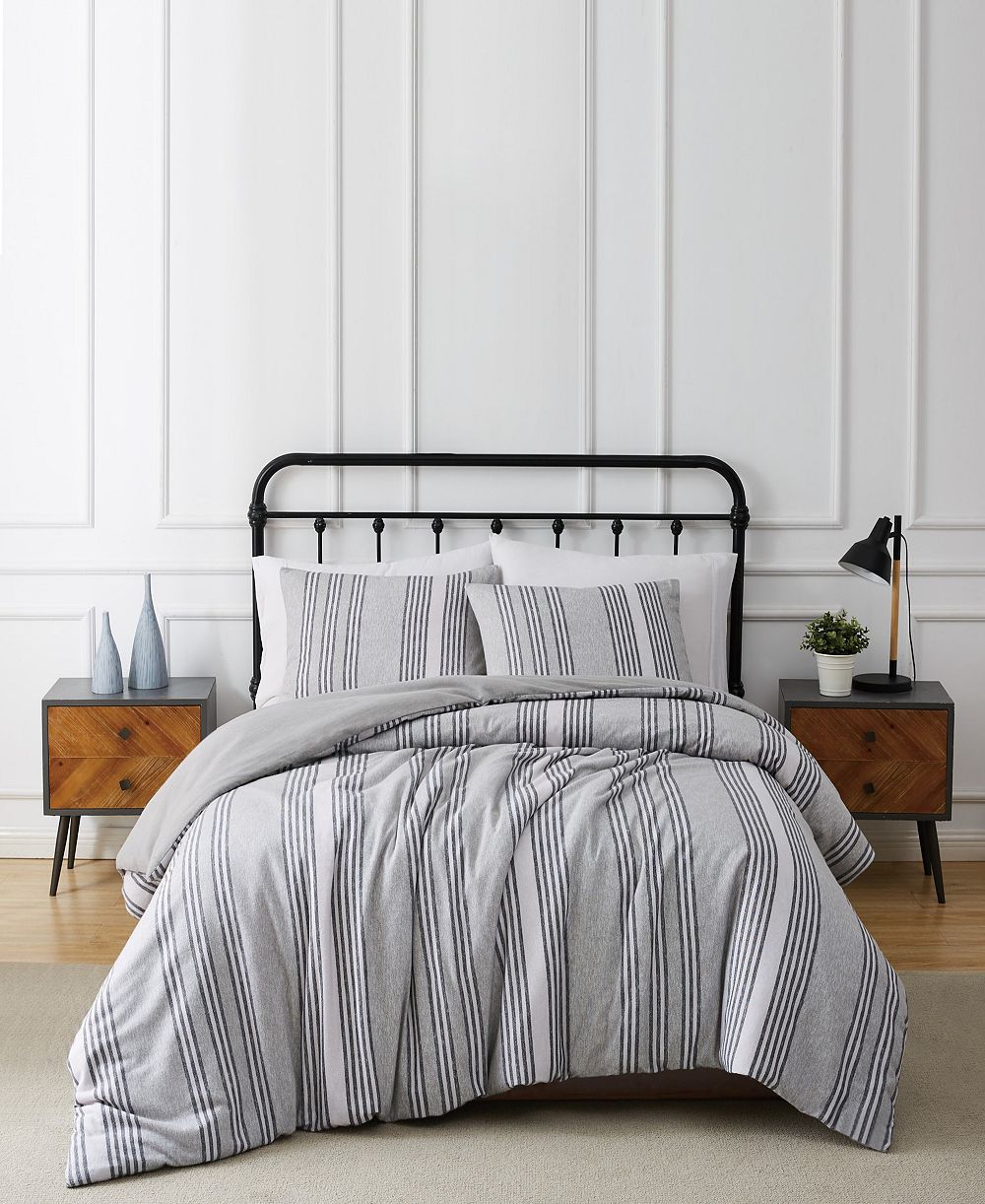 Truly Soft Kiel Stripe 3 Piece Flannel Comforter Set, Full/Queen