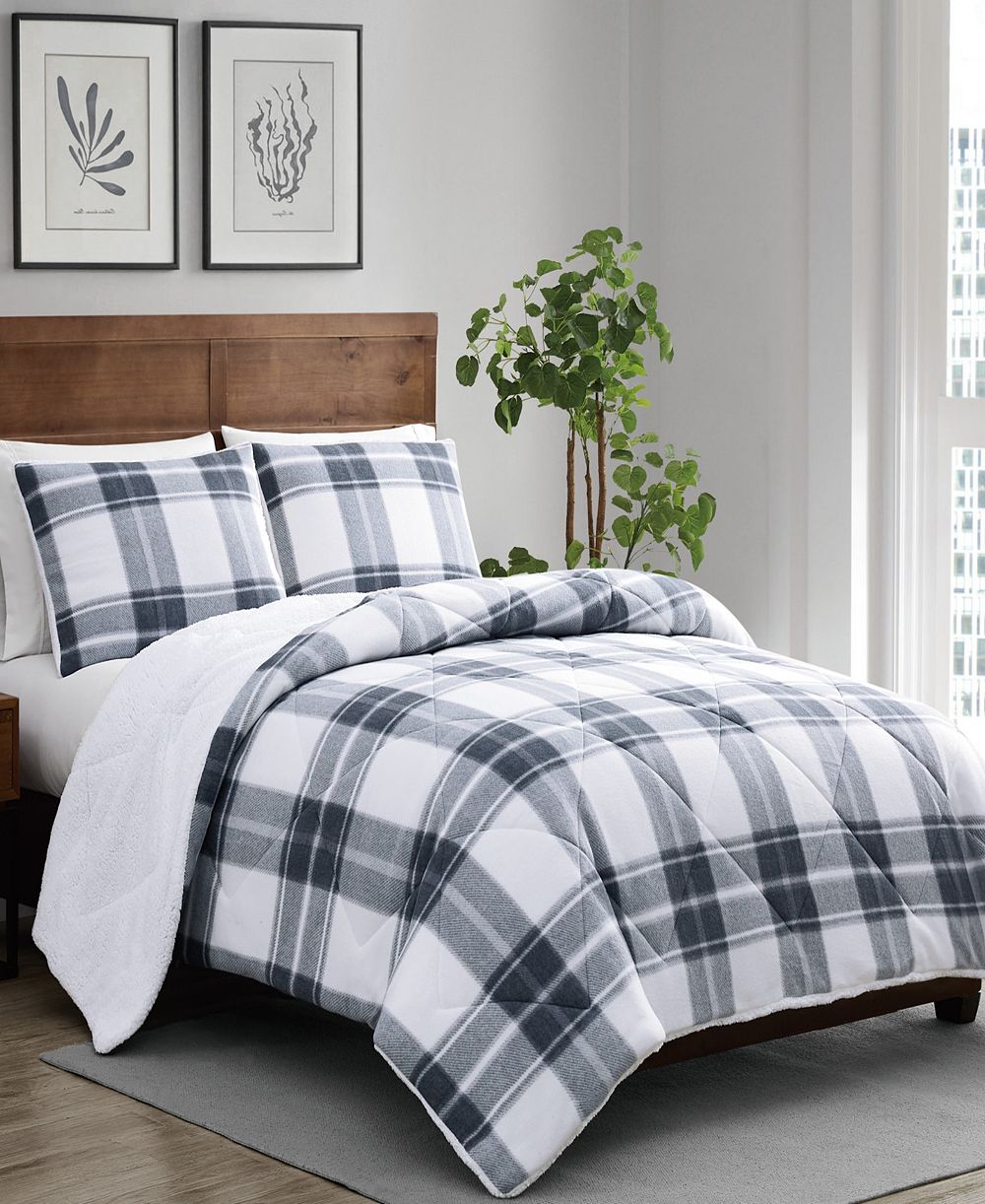 Cannon Cozy Teddy Plaid 2 Piece Comforter Set, Twin XL