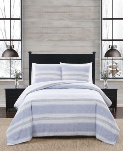 London Fog Stripe Flannel 2-Pc. Duvet Cover Set, Twin XL