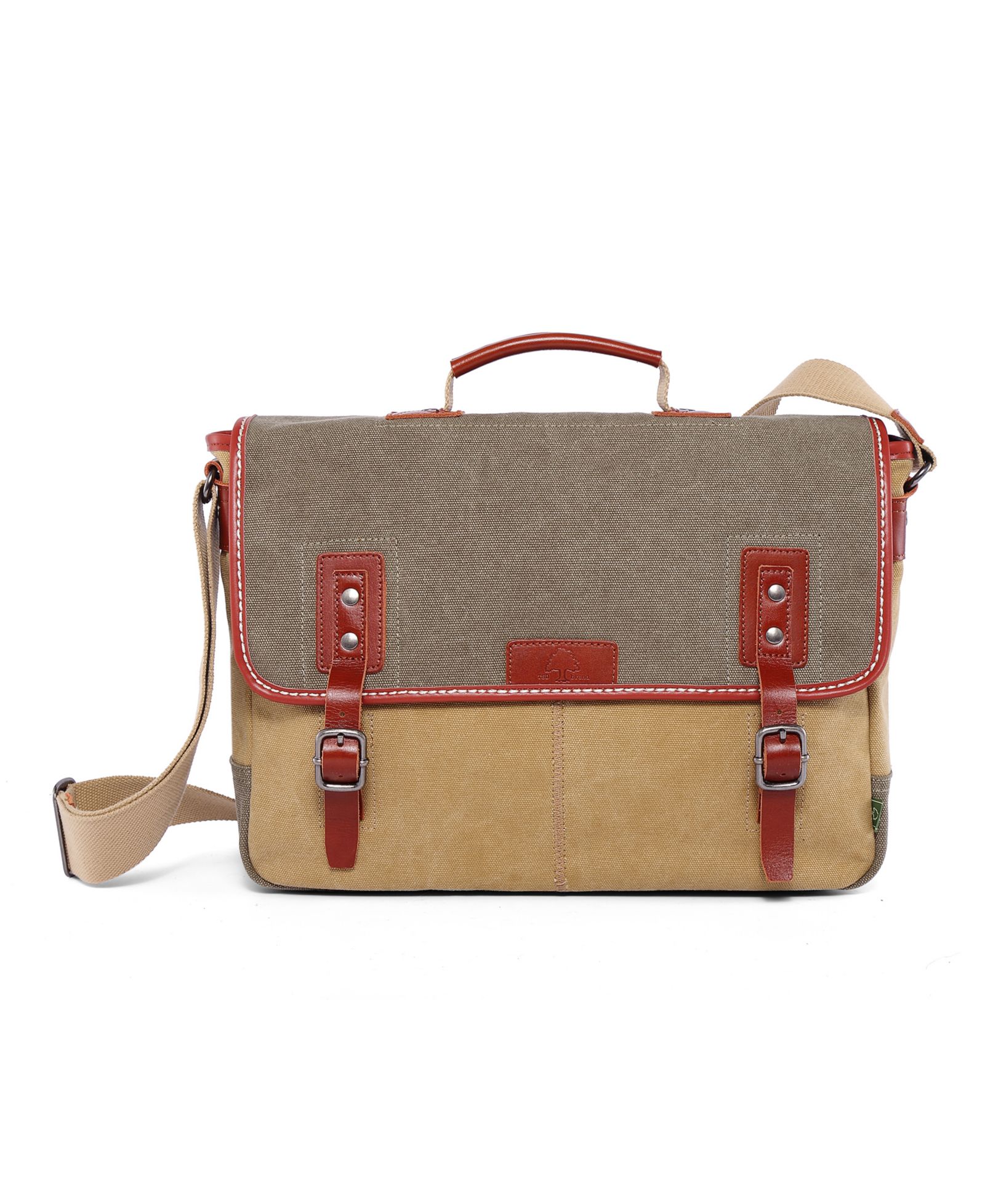 TSD Brand Mountain Wood Canvas Messenger Bag