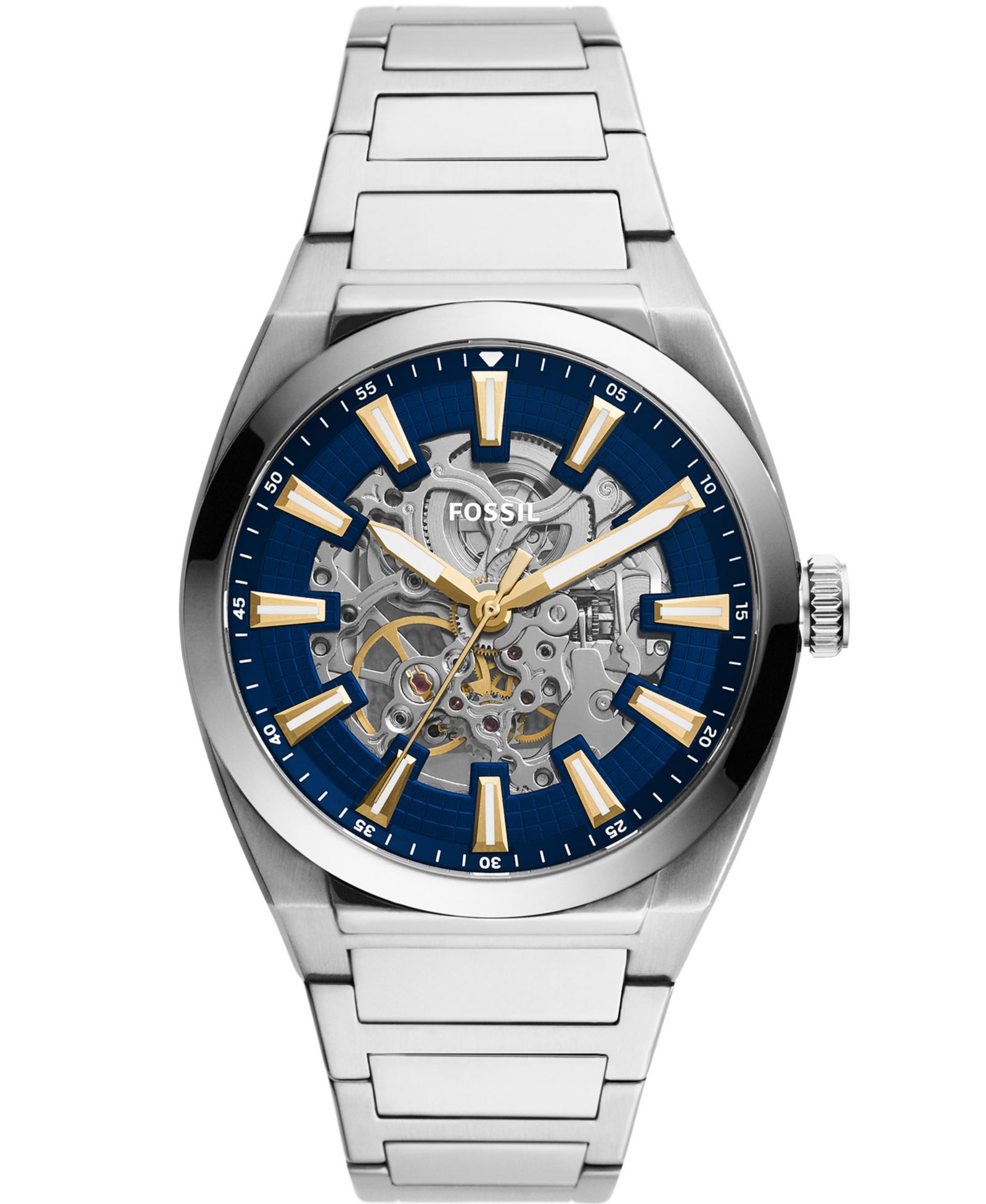 Fossil Men's Everett Automatic Silver-tone Stainless Steel Watch 42mm