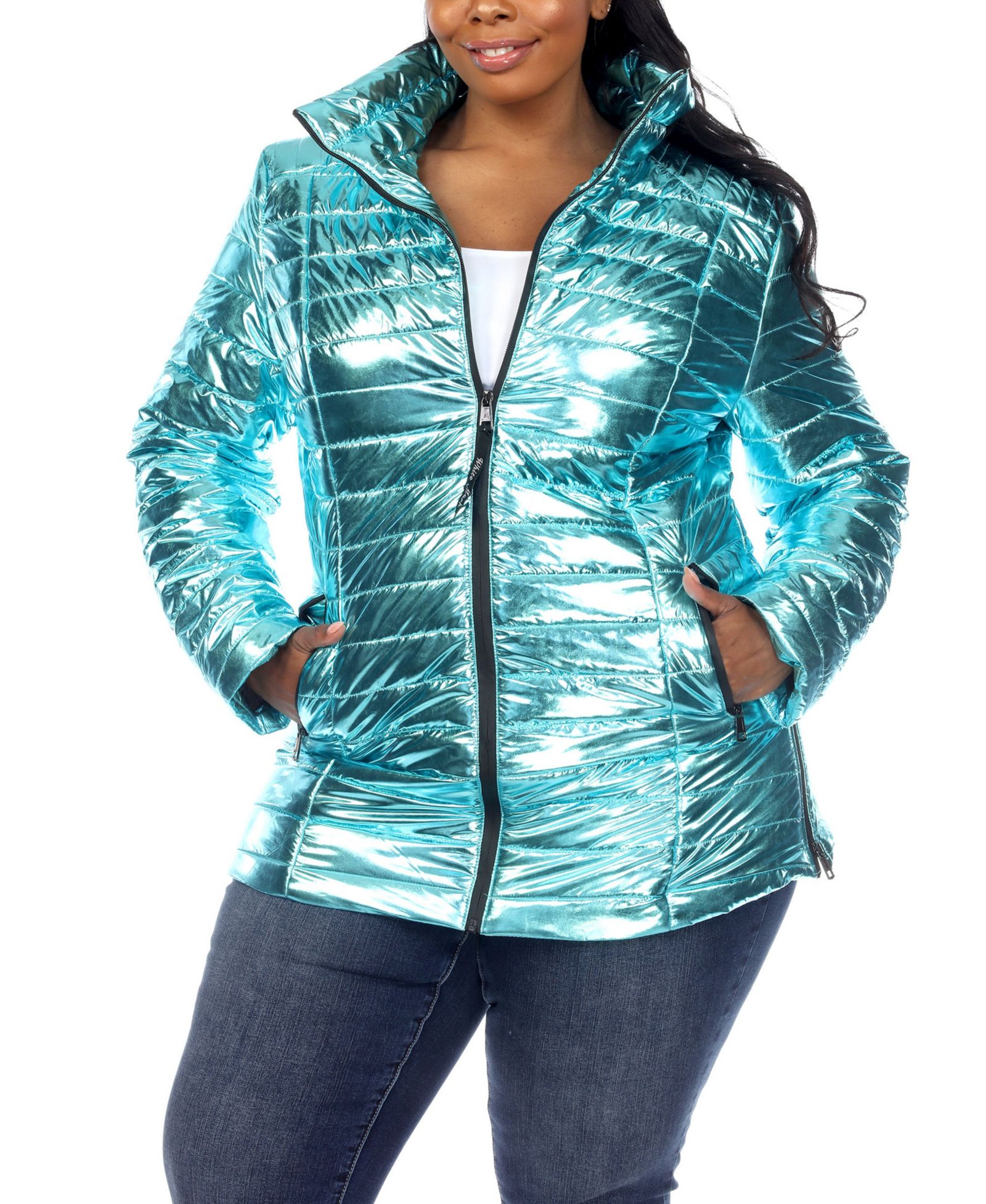Пуховик Plus Size Metallic Puffer Coat