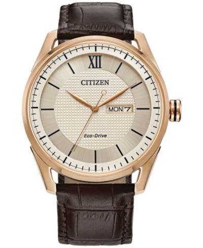 Citizen Мужские часы Citizen Eco-Drive с коричневым кожаным ремешком 42mm