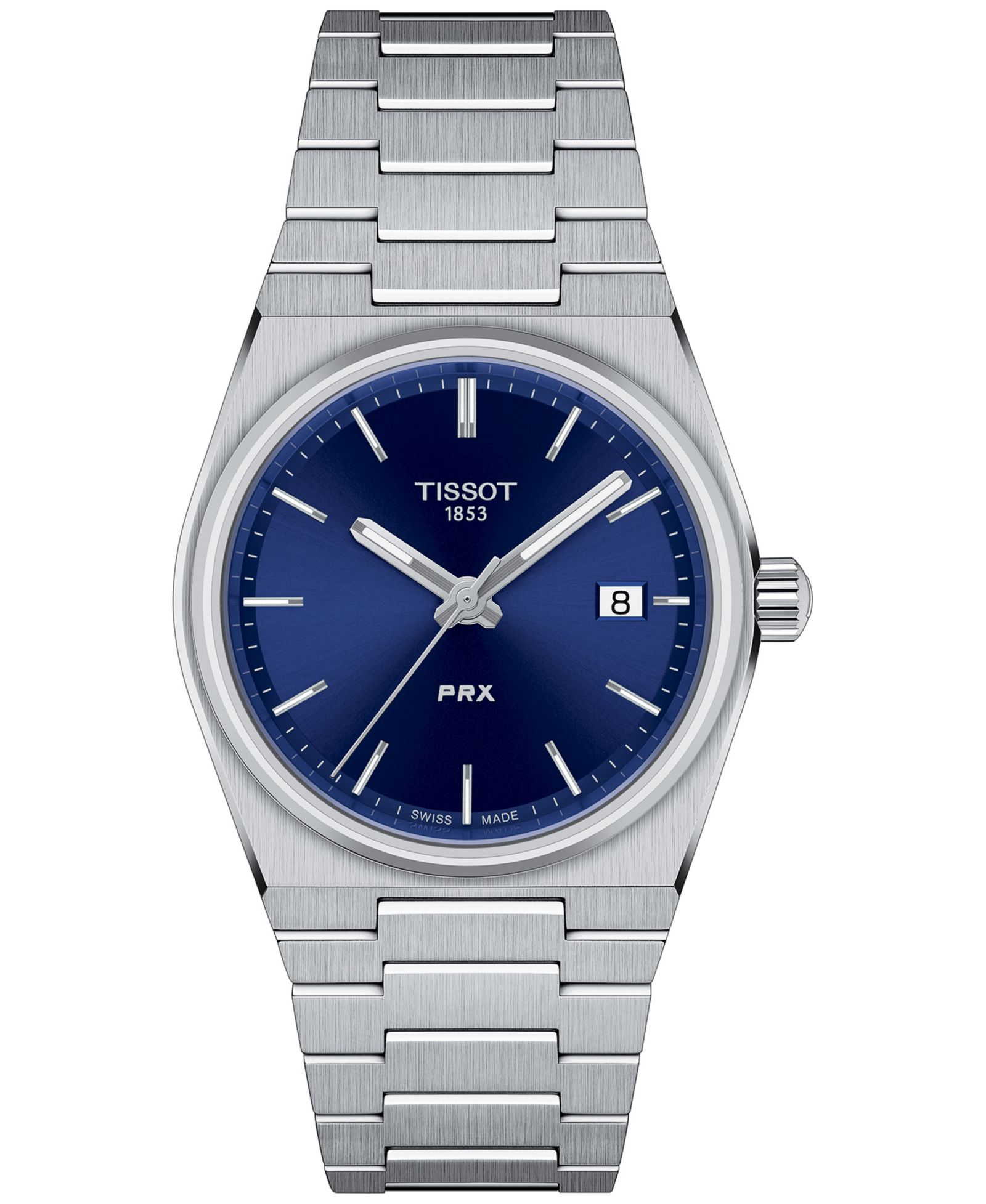 Унисекс часы Tissot PRX со стальным браслетом серебристого цвета 35mm