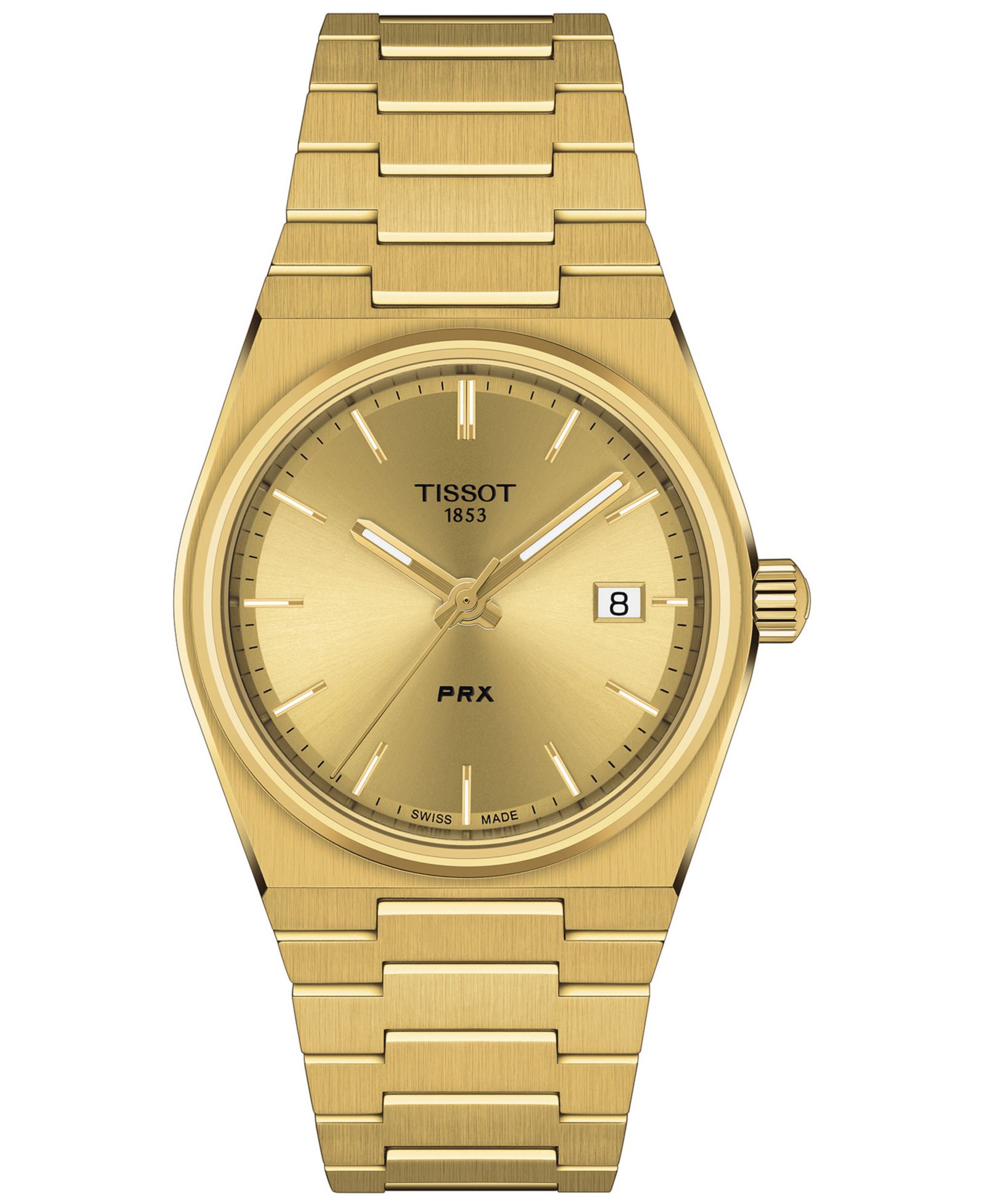 Tissot Unisex часы PRX с золотистым браслетом из нержавеющей стали, 35mm