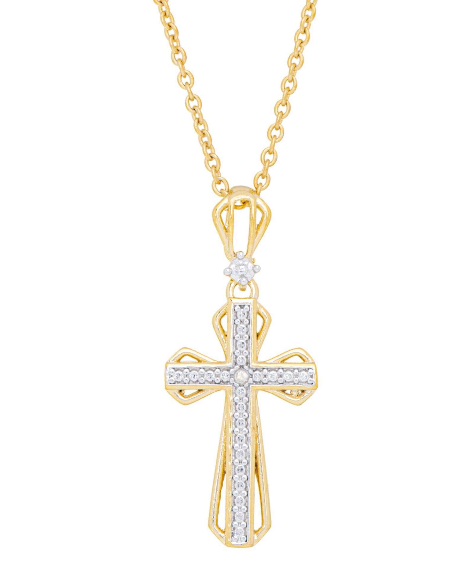 Macy's Women's Diamond Accent Cross Pendant Necklace