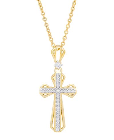 Macy's Women's Diamond Accent Cross Pendant Necklace