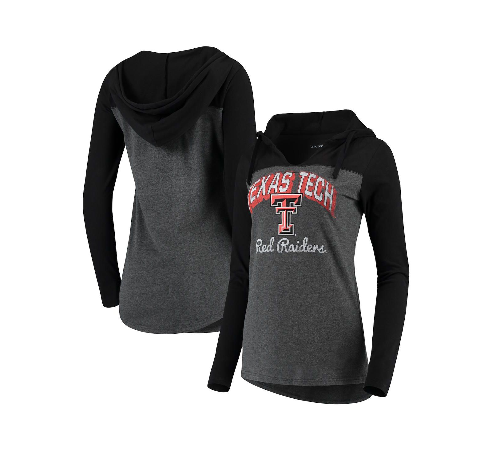 Женское худи с длинным рукавом V-образным вырезом Camp David Texas Tech Red Raiders Knockout Color Block