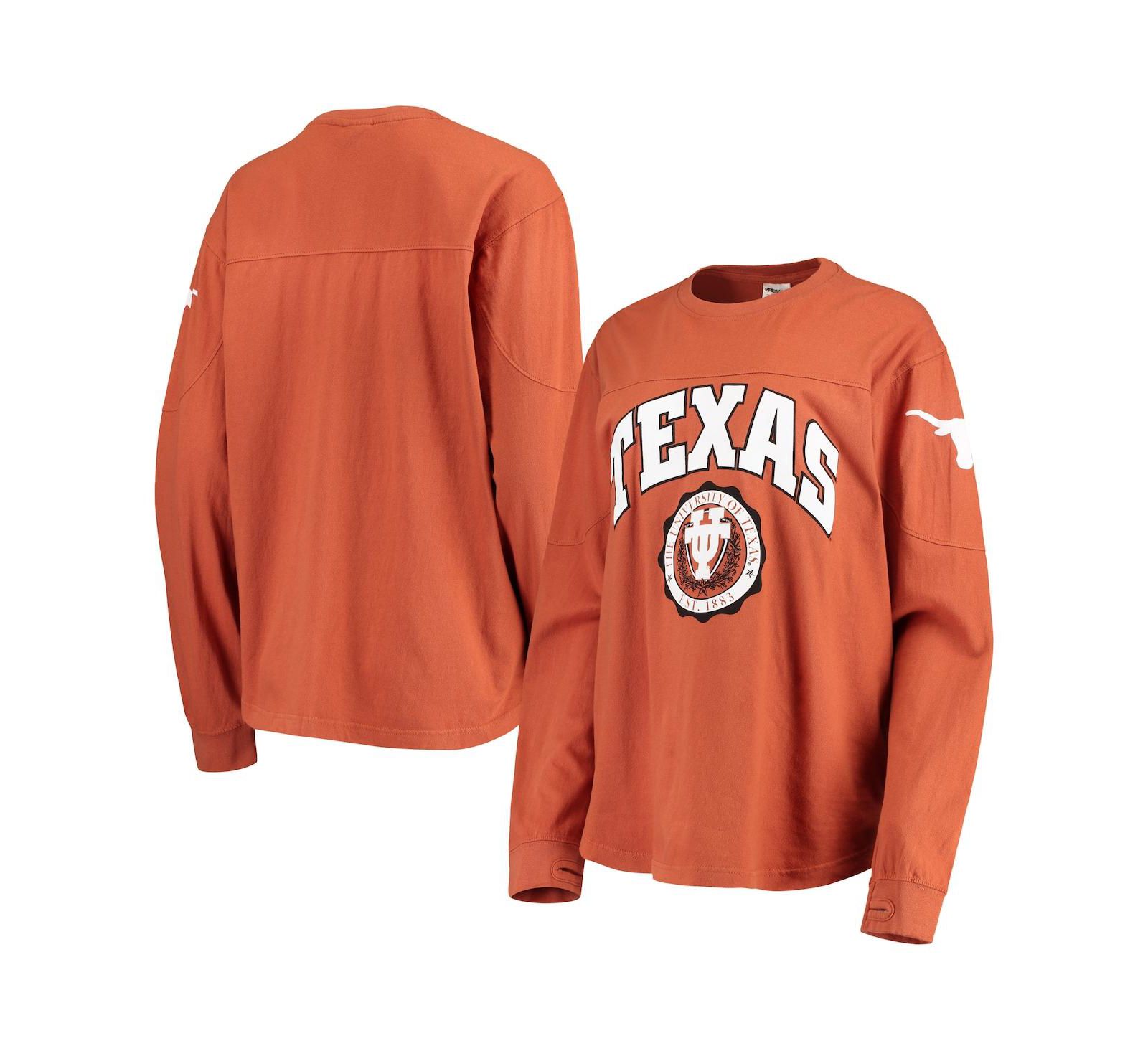 Женская футболка Pressbox Texas Longhorns Edith с длинным рукавом, оранжевая