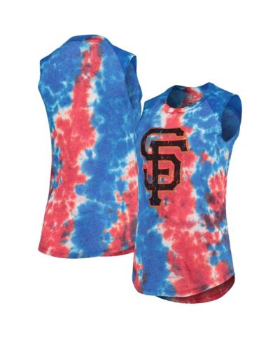 Женская майка-топ Majestic Threads Red, Blue San Francisco Giants Tie-Dye Tri-Blend Muscle