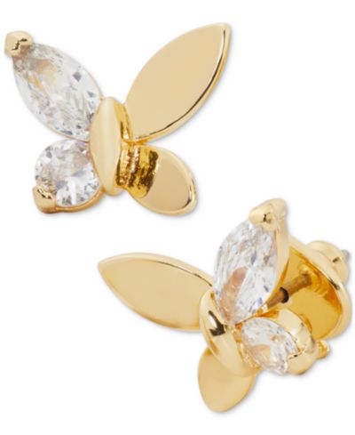 Серьги-гвоздики Kate Spade New York Gold-Tone Cubic Zirconia Butterfly