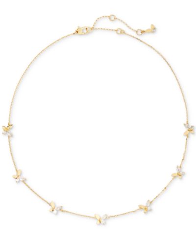 Ожерелье Kate Spade New York Gold-Tone Crystal Social Butterfly, 17" + 3" extender