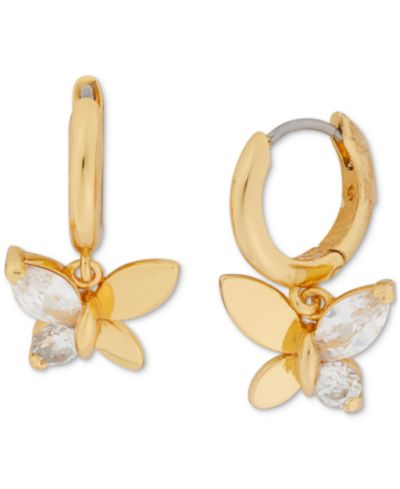 Kate Spade New York серьги-кольца с кристаллами, золотистый цвет, 0.75"