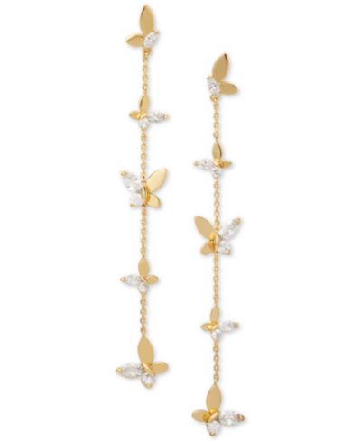 kate spade new york Золотистые линейные серьги Social Butterfly с кристаллами