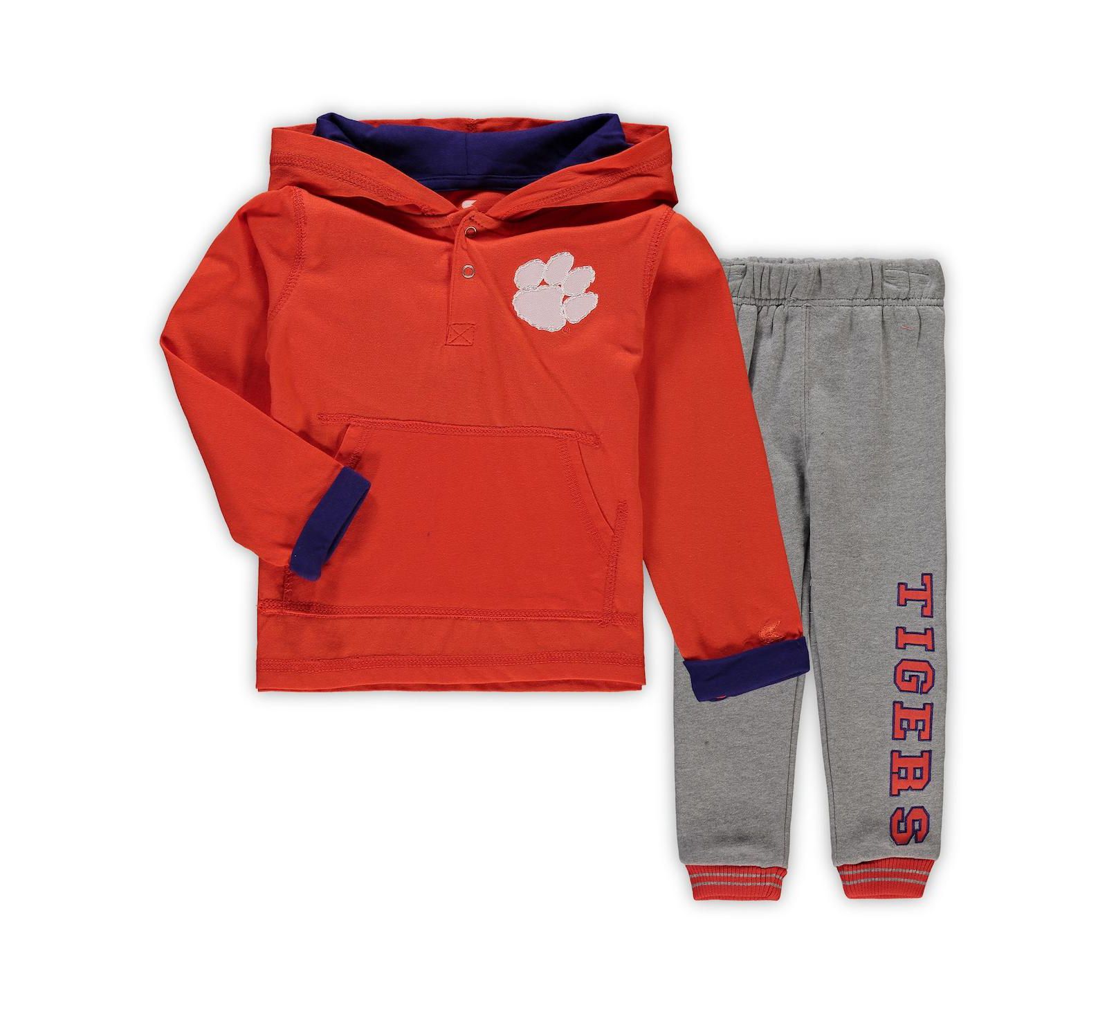 Toddler Boys Colosseum Orange, Heather Gray Clemson Tigers Poppies Hoodie and Sweatpants Set