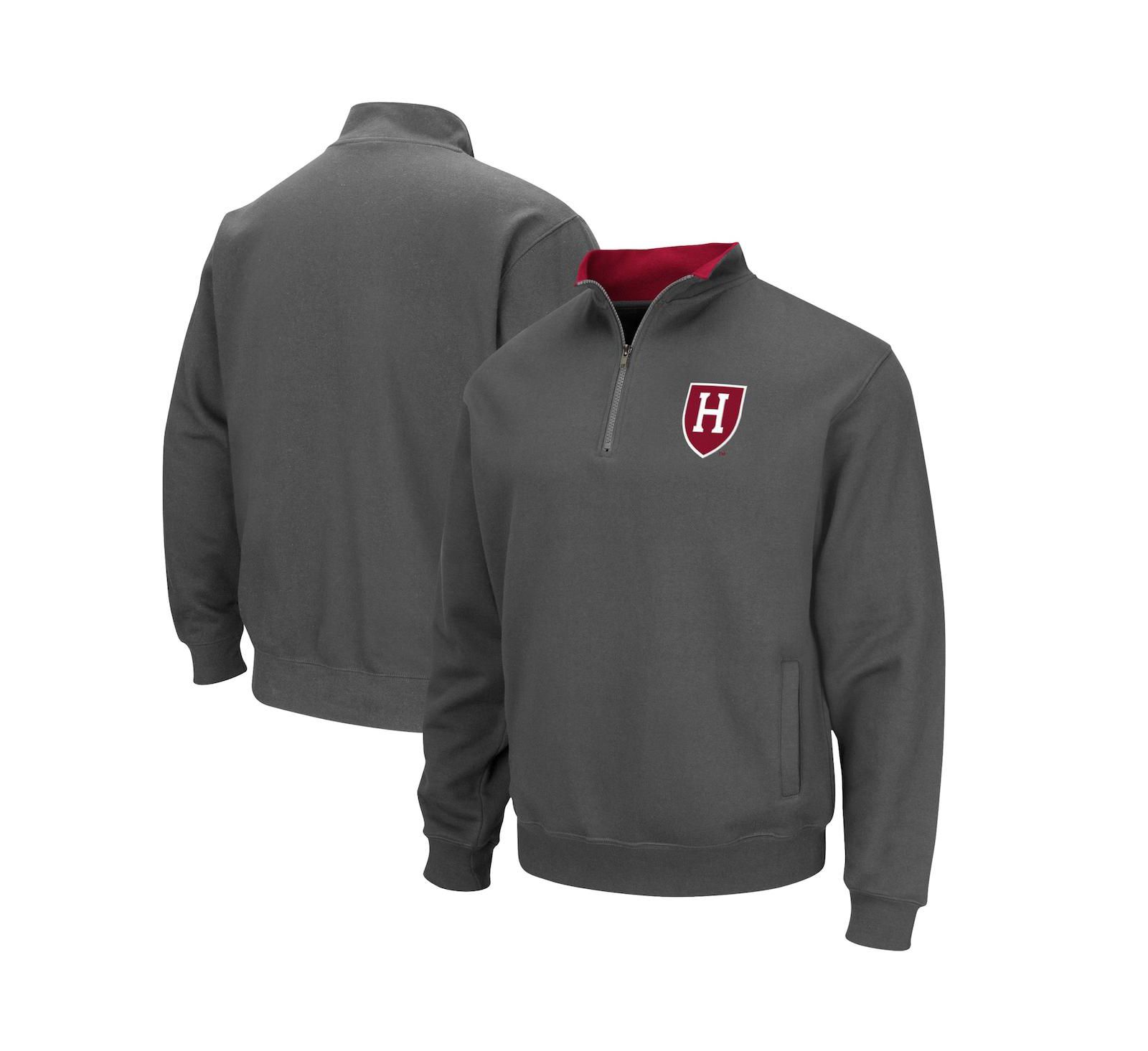Мужская куртка Colosseum Charcoal Harvard Crimson Tortugas Team Logo Quarter-Zip
