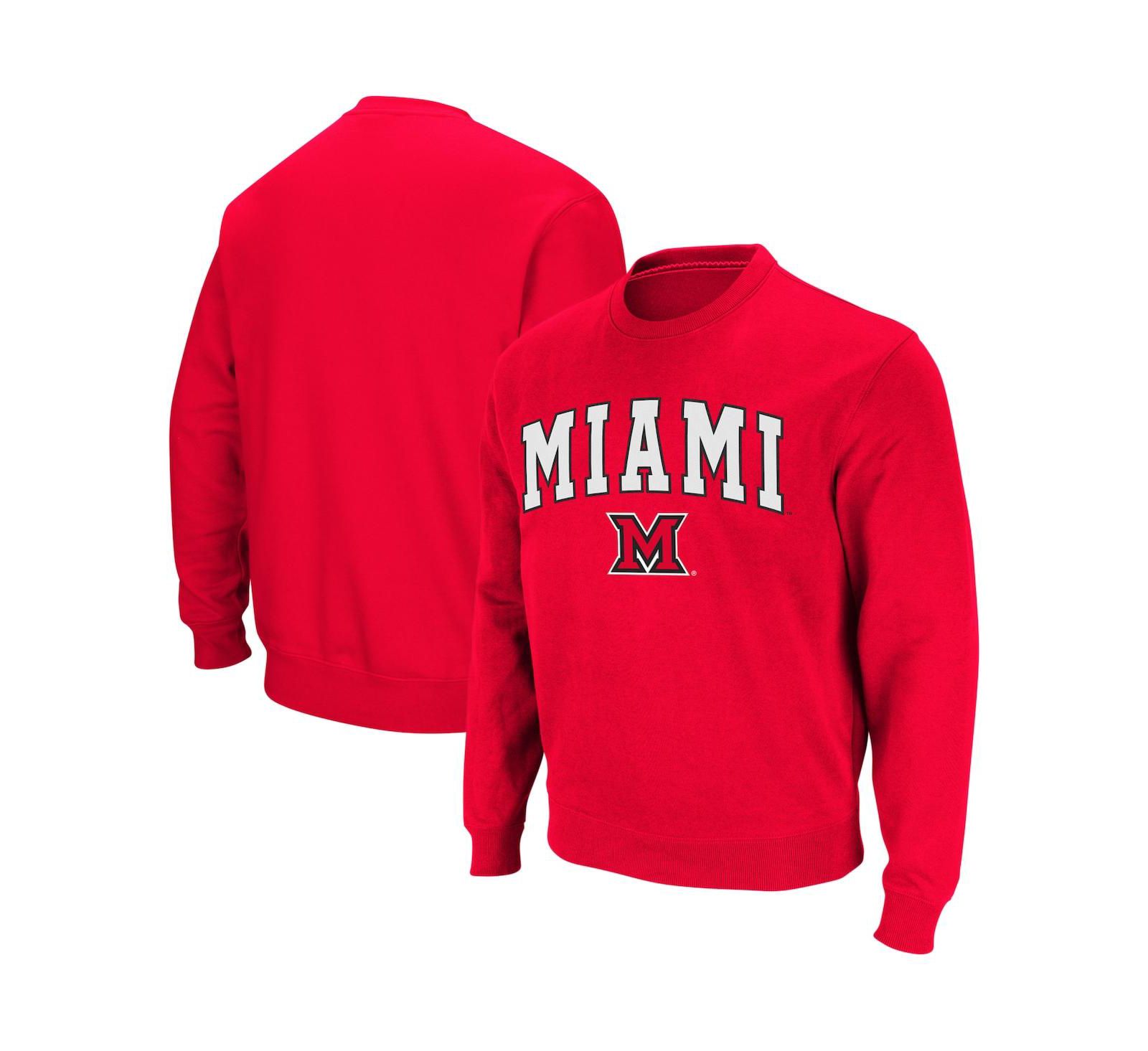 Colosseum Men's Miami University RedHawks Arch Logo Crew Neck Sweatshirt