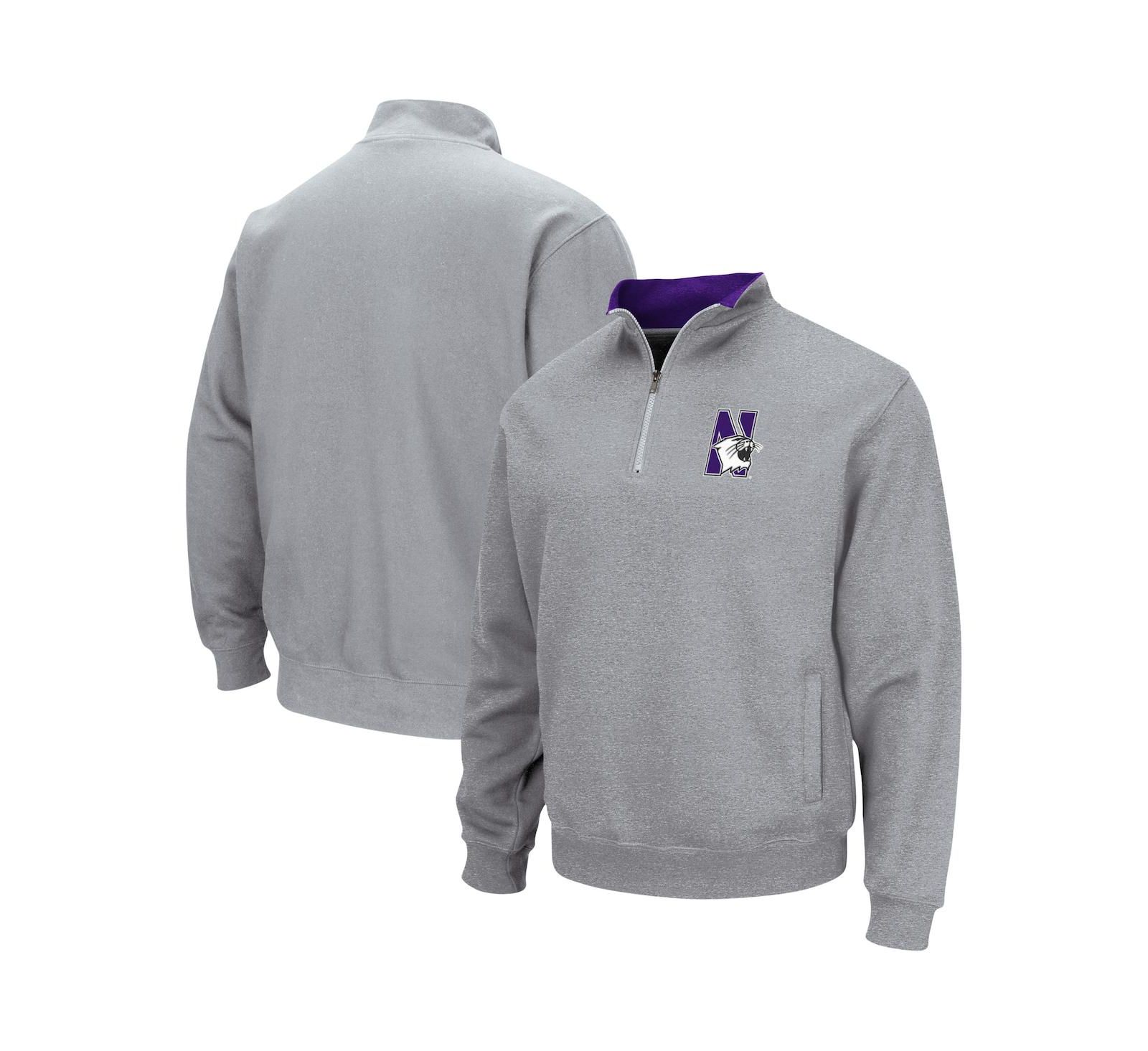 Men's Colosseum Heathered Gray Northwestern Wildcats Tortugas Team Logo Quarter-Zip Jacket