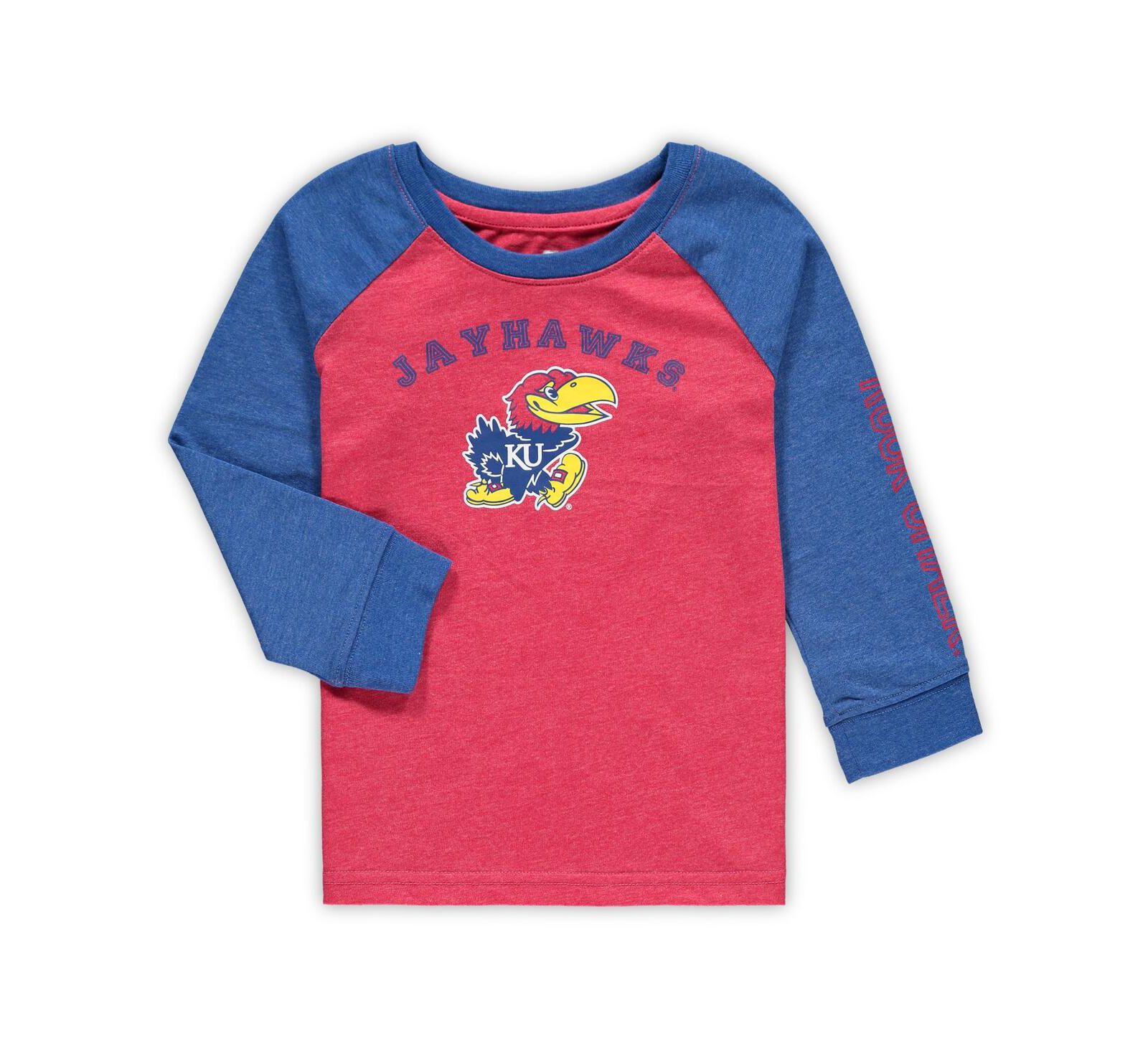 Детская футболка Colosseum Heathered Red Kansas Jayhawks Long Sleeve Raglan