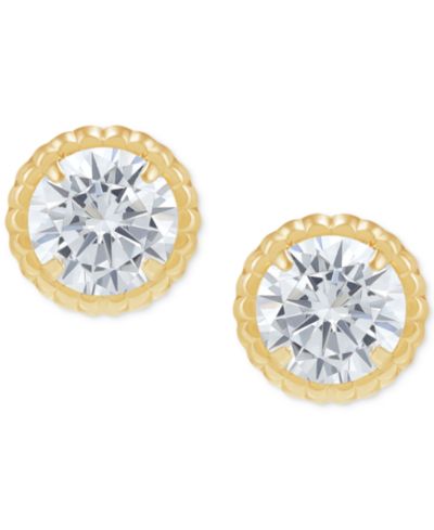 Children's Cubic Zirconia Screw Back Stud Earrings in 14k Gold