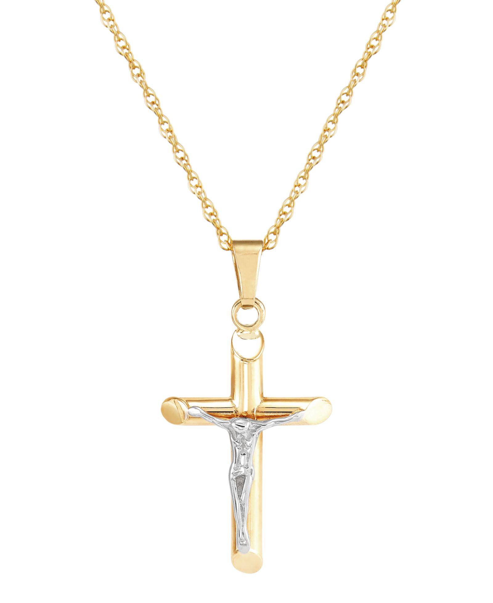Подвеска Crucifix Cross 18" в 14k Two-Tone Gold
