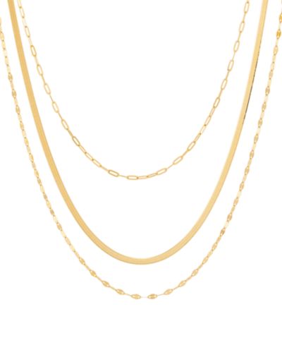 Triple Layered Chain Necklace in 10k Gold, 17" + 2" extender