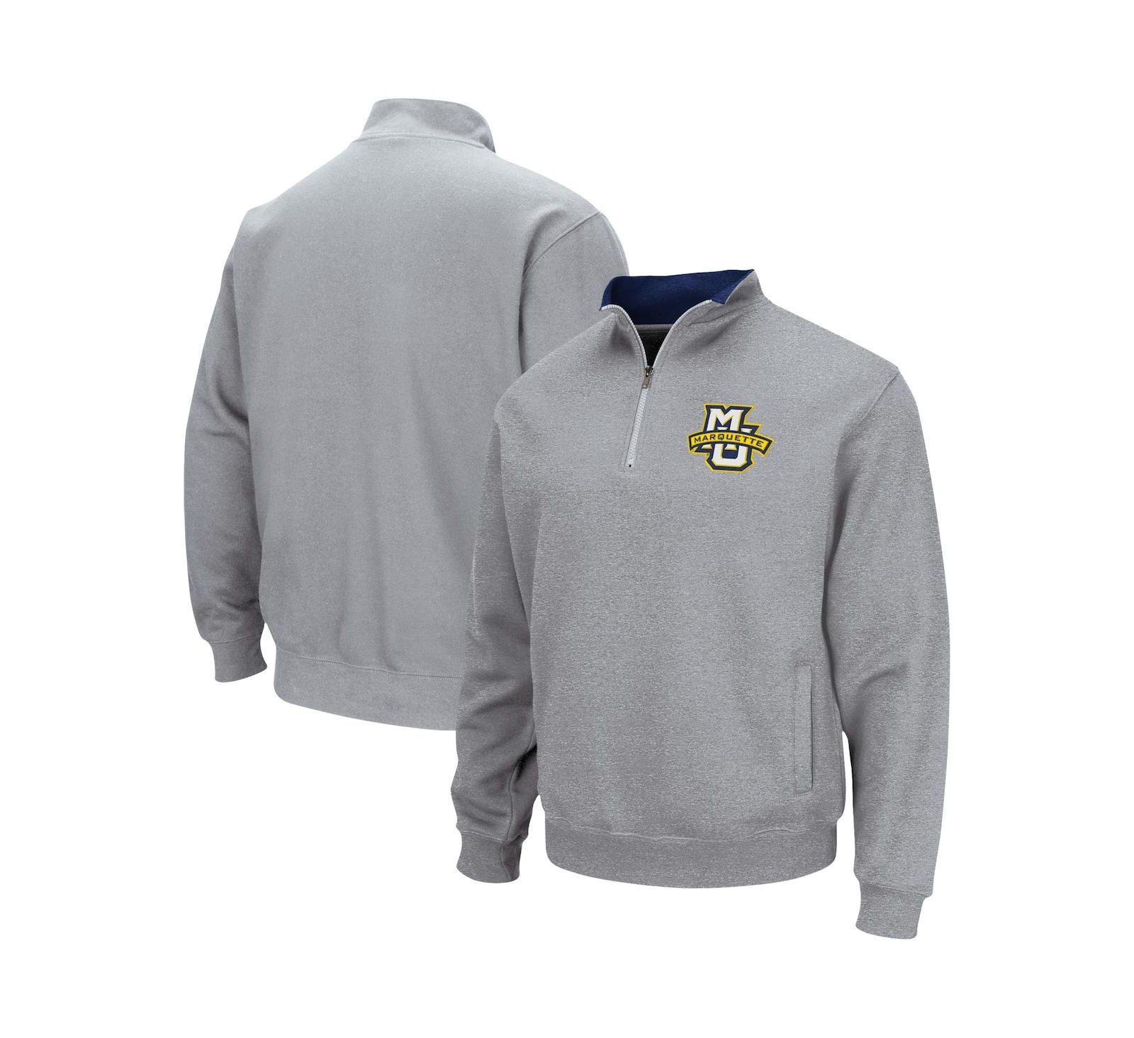 Men's Colosseum Heathered Gray Marquette Golden Eagles Tortugas Team Logo Quarter-Zip Jacket
